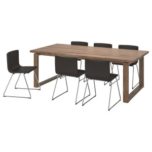 МОРБИЛОНГА / БЕРНГАРД Стол и 6 стульев, коричневый, Кават темно-коричневый