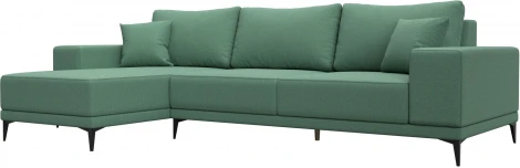 Диван угловой Льюес левый (Зеленый/Рогожка) Лига Диванов арт.124722L