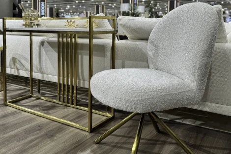 Стул обеденный поворотный букле белый 66*51*91см Garda Decor 30C-12390