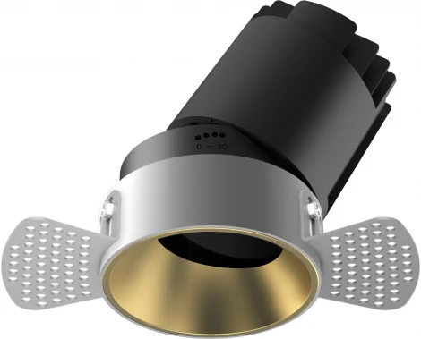 Точечный встраиваемый светодиодный светильник, круглая рамка, золотой отражатель Fiberli 302T75 12130202