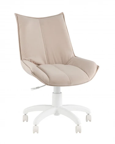 Кресло офисное Осло велюр бежевый, пластик белый TopChairs УТ000043346