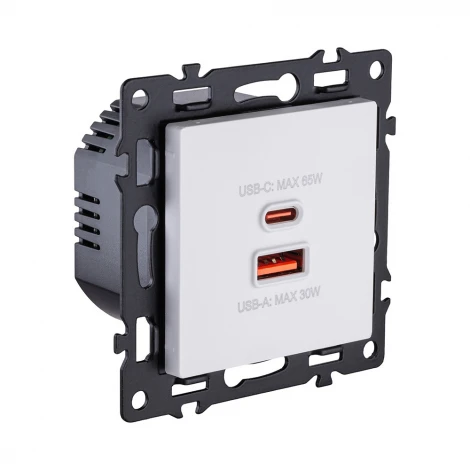 Розетка USB A+C 65W белый Kollinger Asthetik AS-024WH