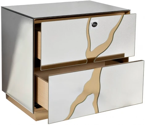 Тумба зеркальная с золотым декором 61*42*59см Garda Decor арт.KFG199