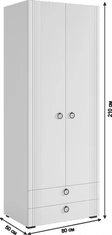 Ева Шкаф двухдверный 103.01 Mebelson (ЛДСП,МДФ,ПВХ,Пластик/Светлое дерево,Белый) арт.UL.103-M.104.01.3101