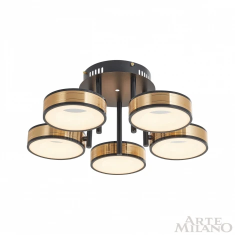 Потолочная люстра на штанге Arte Milano 271040/5R BK/GD (LED, 220V, круглые)