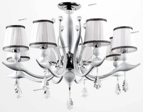 Люстра потолочная Crystal Lux Flamingo, 8 плафонов, белый с хромом, белый