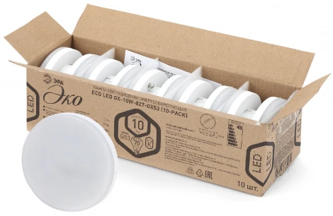 Лампочка светодиодная GX53 10W ЭРА ECO LED GX-10W-840-GX53 (10-PACK)
