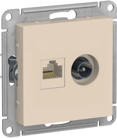 ТВ-розетка встраиваемая и Ethernet RJ-45 (бежевый) Systeme Electric AtlasDesign ATN000289