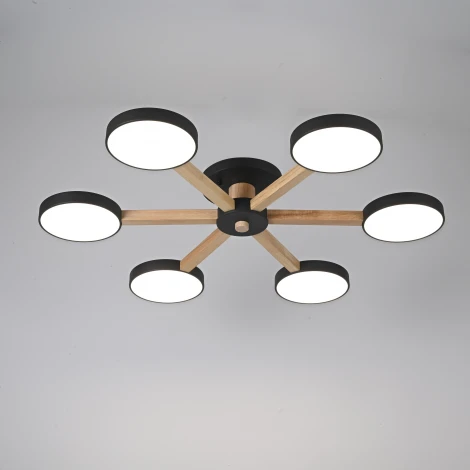 Потолочная люстра Wi-Fi на штанге Turna 6 Black By ImperiumLoft Turna01 (LED, 220V, голосовое управление, умный дом - Алиса)