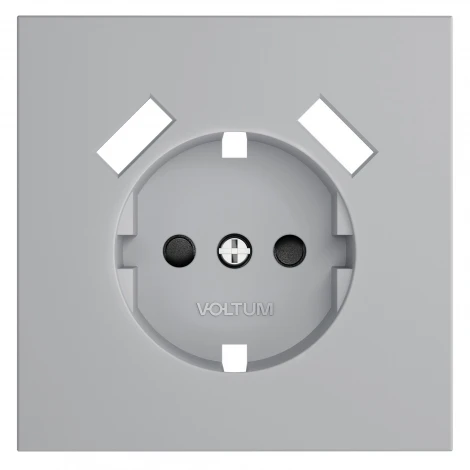 Накладка для розетки с заземлением и защитными шторками с USB A+A (серый) Voltum S70 VLS000916