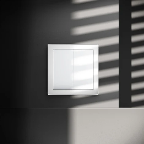 Выключатель двухклавишный (белый глянцевый) Voltum S70 VLS020101