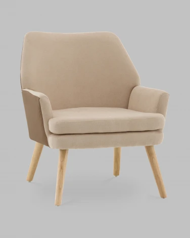 Кресло Харви бежевый с коричневой экокожей деревянные ножки Stool Group арт.УТ000040120