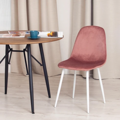 Стул BREEZE (mod. 4724) вельвет/металл, 44 х 53 87 см, Coral (коралловый) HLR44 / белый Tetchair 19185