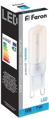 Лампочка светодиодная капсульная белая колба G9 7 Вт 6400K холодное белое свечение Feron 25757