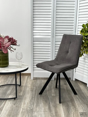 Стул BRONX, 360 град. поворот. B28 Темно-серый, велюр / черный каркас, М-City