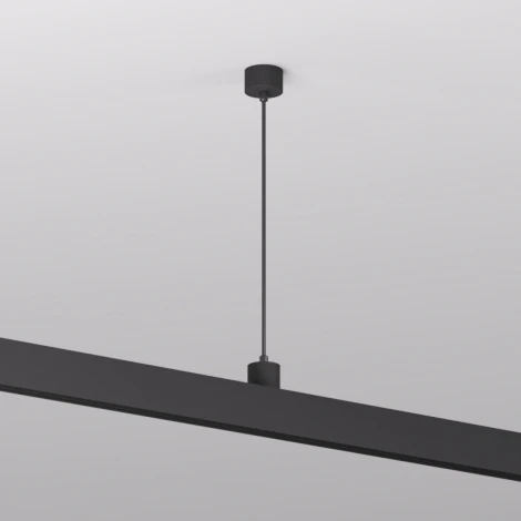 Подвод питания для подвесного монтажа трека Denkirs Smart Base TR2124-BK АС 220V, 5м, черный, алюминий