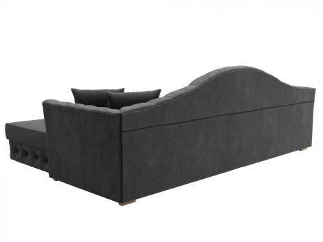 Диван угловой Артис правый угол (Брус,Рейка/Пластик/Велюр/Темно-серый) Лига Диванов 128025