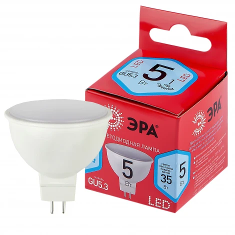 Лампочка светодиодная GU5.3 5W ЭРА LED MR16-5W-840-GU5.3 R