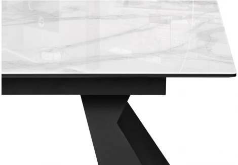 Стеклянный стол Woodville Денхольм 240(290)х100х75 белый мрамор / черный 553548