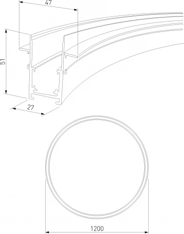 Встраиваемый радиусный шинопровод магнитный Elektrostandard Slim Magnetic 85159/00 черный ⌀ 1200мм (48V)