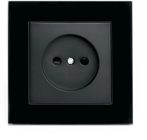 Розетка встраиваемая без заземления со шторками (черный) Stekker Катрин 39512