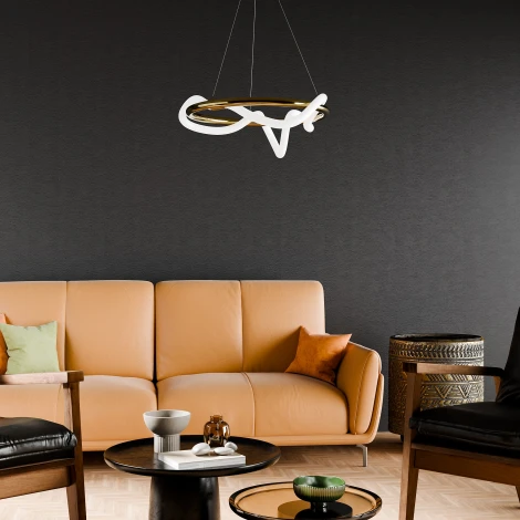 Подвесной светильник кольцо с гибким неоном Lightera Nyasa LE217L-40G WIFI (Умный дом, Голосовое, Алиса)