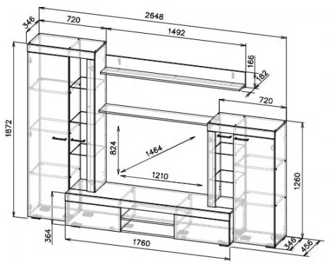 Готовая гостиная Woodville Swede цемент светлый / белый 499615