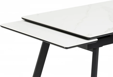 Керамический стол Notta Норман 140(200)х80х75 белый мрамор alpin white / черный арт.612197