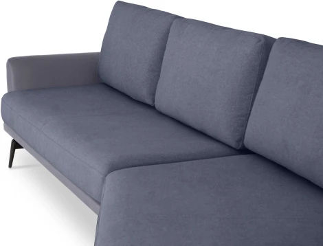 Диван Ispani угловой правый ОГОГО (арт.803479), (Ткань,Экокожа/Серый,Синий)