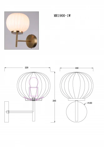 Бра MyFar Eliza MR1900-1W (220V, выключатель)