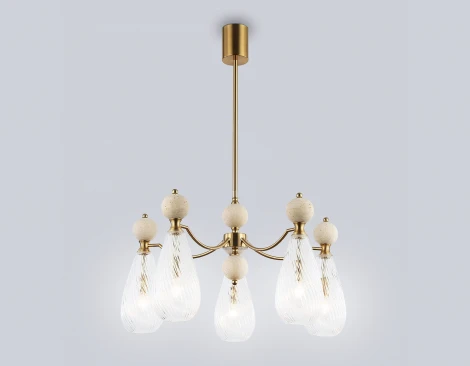 Потолочная люстра на штанге с травертином Ambrella Ceramo Modern LH53286