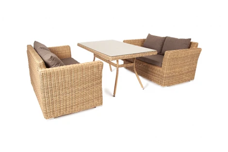 Обеденная группа плетеная из ротанга, цвет соломенный 4SIS Мокко MS22T-3-SET