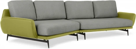 Диван Ispani угловой левый ОГОГО (арт.799393), (Ткань,Экокожа/Серый,Зеленый)