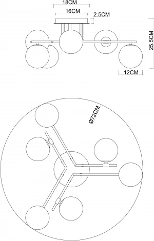 Потолочная люстра Arte Lamp Gemini A2243PL-6BK