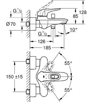 Душевой комплект Grohe Eurostyle New 124416