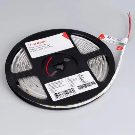 Светодиодная лента герметичная RTW-SE-A60-8mm 24V Warm2700 (4.8 W/m, IP65, 2835, 5m) (Arlight) 055407