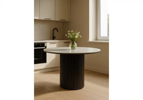 Кухонный стол Notta Барел 90 белый мрамор snow white / черный