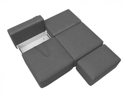 Диван прямой модульный с пуфом Лига-060 НПБ (ЛДСП,Брус,Фанера/Пластик/Замша/Серый) Лига Диванов 129667