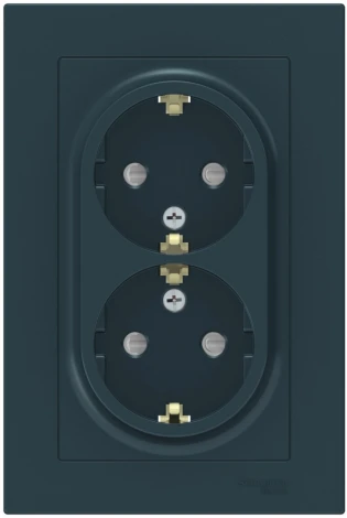 Розетка встраиваемая двойная с заземлением (изумрудный) Systeme Electric AtlasDesign ATN000826
