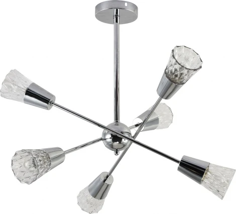 Потолочная люстра на штанге Escada Mirth 541/6 6х40Вт Е14, металл/стекло, хром