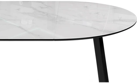 Стеклянный стол Woodville Алингсос 100(140)х100х76 белый мрамор / черный 532387