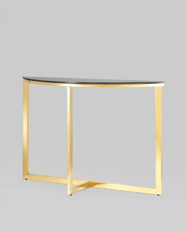 Консоль Stool Group полукруглая АЛЬБА 115*30 золото стекло черное УТ000004643