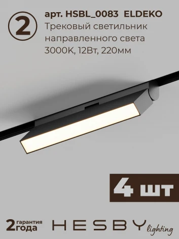 Трековая система в сборе магнитная накладная 48V 48W Hesby Lighting ElDeko HSBL_kompl_E004_NI2B3K