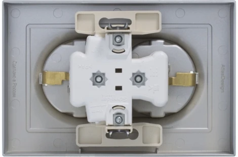 Розетка встраиваемая двойная с заземлением (алюминий) Systeme Electric AtlasDesign ATN000324