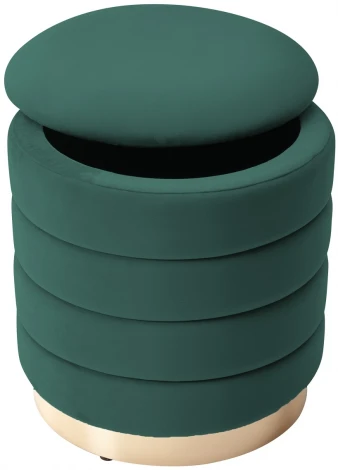 Пуфик для гостиной M-City ФРЕД зеленый #19, велюр / золотой каркас