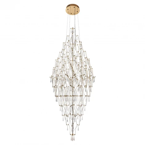 Подвесная люстра светодиодная хрустальная с пультом с регулировкой цветовой температуры Modelux ML.7826.800P GD