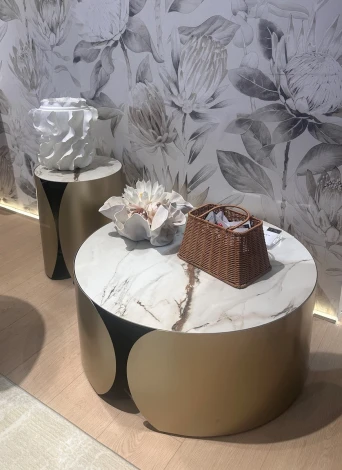 Стол журнальный BRANT KL-188 Контрастный мрамор матовый, итальянская керамика/ Шампань, ®DISAUR (арт.614M05813)