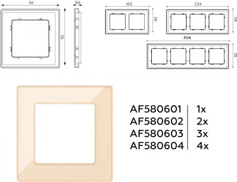 Рамка Ambrella Volt ALFA Arctic (Шампань Стекло органическое) 1-ая AF580601
