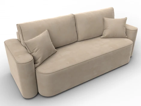 Диван прямой Лига-118 НПБ (ДСП,ЛДСП,Брус,Фанера,Велюр/Бежевый) Лига Диванов 137072