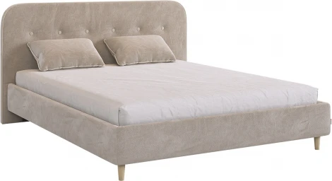 Кровать с основанием Лео 160х200 см Mebelson (ДСП,Дерево,Велюр,Металл/Латте,Капучино) арт.KM1.6-19.2765